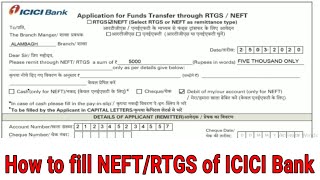 How to fill ICICI Bank NEFTRTGS form in Hindi [upl. by Yolanda]