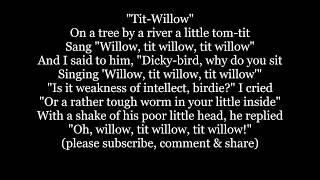 TIT WILLOW The MIKADO Lyric Words Gilbert amp Sullivan Broadway musical sing along music Titipu song [upl. by Gold]