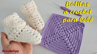 ¡Increíble patrón de ganchillo de zapatos de bebe Granny Square super fácil para principiantes [upl. by Adnolahs]