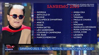 Sanremo 2023 i big del Festival secondo Malgioglio  La vita in diretta  12122022 [upl. by Nevlin]