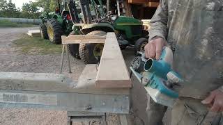 Creating Clear 64 Red Oak V Joint Decking from 3 years dry Rough Sawn Red Oak [upl. by Yrac]