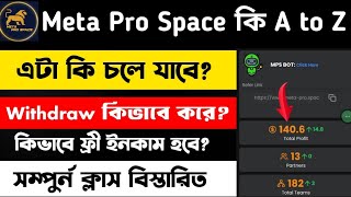 Meta pro space কি  Meta pro কিভাবে কাজ করে  Withdrew কিভাবে করে  ফ্রী ইনকাম  বিস্তারিত A to Z [upl. by Idur]