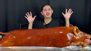 1 WHOLE NATIVE LECHON BABOY MUKBANG [upl. by Morrill454]