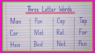 Three Letter Words in English3 Letter Words in EnglishThree Letter Words Phonics [upl. by Lehcer483]