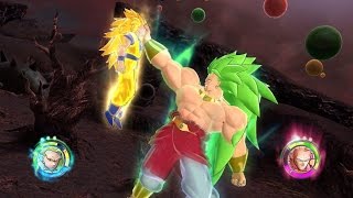 Dragon Ball Raging Blast 2  SSJ3 Goku amp SSJ3 Vegeta Vs SSJ3 Broly amp Hatchiyack [upl. by Uel]