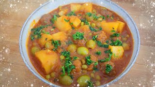 TAJINE KEFTA PETIT POIS POMME DE TERRE et BOULETTE DE VIANDE HACHÉE recette rapide pour lhiver [upl. by Orsay]