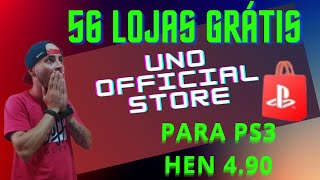 LOJAS GRÁTIS UNO OFFICIAL ESTORE SÃO 56 LOJAS ATUALIZADAS PARA PS3 HEN 490 [upl. by Avilo]