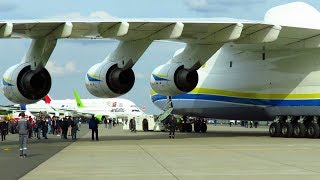 ANTONOV AN225  CLOSE UP PUSHBACK of WORLDS LARGEST AIRCRAFT at ILA 2018 Air Show [upl. by Restivo999]