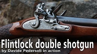 Shooting the Pedersoli 20 ga flintlock double shotgun [upl. by Euqnimod]