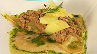 Recetas en Cadena  Raviol y hongos con jugo de carne [upl. by Weitman786]