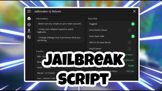 NEW Jailbreak Script  Infinite Money  Auto Rob  Auto Crates  AND MORE  PASTEBIN [upl. by Llerrem20]