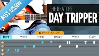 How To Play DAY TRIPPER  The Beatles ON BASS LESSON WITH TABS [upl. by Gary]