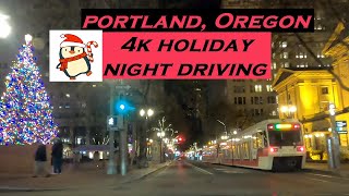 Portland Oregon  4k Holiday Night Drive  Dashcam [upl. by Christa]