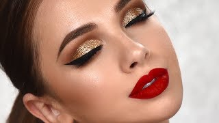 SPECIAL OCCASION Glam Makeup Tutorial  Gold Glitter Smokey Eye [upl. by Elizabet852]