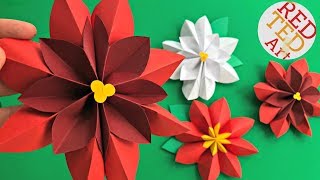 Paper Flower DIY  Easy Poinsettia Decor DIY  DIY Christmas Decor  3D Paper Room Decor [upl. by Navoj]