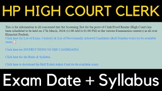 High Court Exam Date 2024  Detailed Syllabus [upl. by Aniratac]