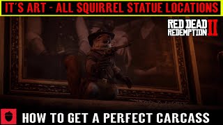 Red Dead Redemption 2 Its Art  All Squirrel Statue Locations  How to Get a Perfect Carcass [upl. by Ditzel]