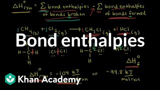 Bond enthalpies  Thermodynamics  AP Chemistry  Khan Academy [upl. by Ayidah]