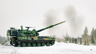 Norwegian Army K9 VIDAR SelfPropelled Howitzer in Action [upl. by Ileana]