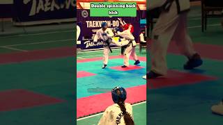 Double spinning back kick knockout kick martialarts kick teakwood karatekid mixmartialarts [upl. by Lleznod]