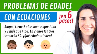 Resolver PROBLEMAS de ECUACIONES 👶👵 EDADES [upl. by Anaujd]