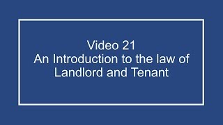 ProfDale Property Video 21 Introduction to Landlord and Tenant [upl. by Adnohsek]