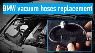 BMW rough idle  high fuel consumption Vacuum hoses replacement amp control valve removal [upl. by Kelam]