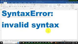 Python part 146 How to fix Python ERROR SyntaxError invalid syntax by Eng Osama Ghandour [upl. by Yzdnil]