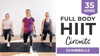 35Minute Full Body HIIT Circuit Workout Dumbbells [upl. by Duaner]