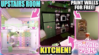 BEST HACKS TO MAKE A GORGEOUS DORM ON A BUDGET Kitchens Free Wall Paint and more 🏰 Royale High [upl. by Adnahsor613]