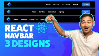 React Navbar Tutorial Responsive  3 Designs [upl. by Naugal]