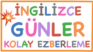 İNGİLİZCE GÜNLER  KOLAY EZBERLEME [upl. by Annodal]