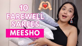 10 Farewell Sarees Try On Haul from Meesho ❤️  Isha Vinod Jain [upl. by Patricio]