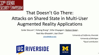 USENIX Security 24  That Doesnt Go There Attacks on Shared State in MultiUser Augmented [upl. by Okomot]