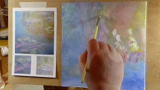 Acrylic Painting Demonstration Monets Water Lilies 1908 [upl. by Leuneb]