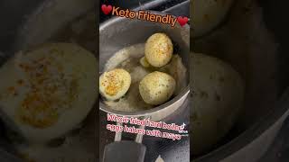 Whole Fried Hard Boiled Eggs Halved with mayo [upl. by Icul]