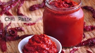 Dried RED CHILLI Paste  Chili Paste  Essential Basic Recipe [upl. by Aicilyhp]