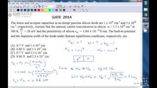 GATE 2014 ECE Built in potential and width of depletion region of abrupt PN junction [upl. by Chadabe]