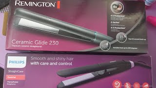 Comparing two budget friendly straightenersRemington Ceramic glide 230 VS Phillips StraightCare [upl. by Doralynne]