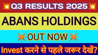 Abans Holdings Q3 Results 2025 🔴 Abans Holdings Results Today 🔴 Abans Holdings Share News [upl. by Abroms872]