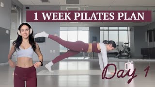 Day 1 Pilates Plan  strong amp toned abs  beginner friendly Pilates Challenge [upl. by Sally864]