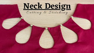 सुन्दर नैक डिजाइन  Drop Neck design  Cutting and stitching [upl. by Nilhsa85]