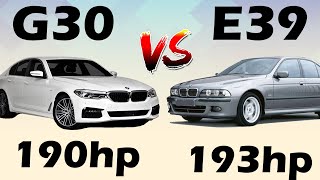 BMW G30 520d VS E39 530D 190hp vs 193hp Acceleration test 0200 [upl. by Ubald]