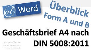 DIN 5008 Geschäftsbrief Form A und B  Word [upl. by Rupert641]