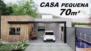 CASA PEQUENA EM L DE 70 m2  CASA TÉRREA COM PISCINA [upl. by Huskamp]