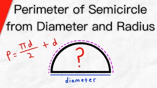 Finding Perimeter of a Semicircle from Diameter and Radius  Geometry [upl. by Hcardahs669]