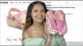 NEW CROCS Womens Classic Platform Marbled Clog  UNBOXING REVIEW  TRY ON PLATFORM CROCS 2021 [upl. by Fonzie]