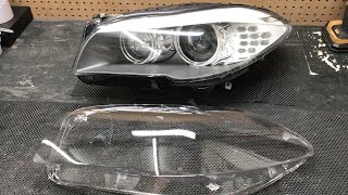 F10 BMW 5 series M5 headlight lens replacement step by step [upl. by Brunhilde]