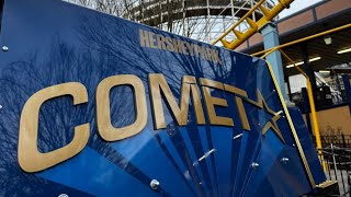 Hersheypark Cranes New Comet Trains Onto Track For Spring Opening [upl. by Ahsienad]