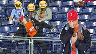 My EPIC FAIL in Philadelphia  wiping out on live TV while chasing a home run at Citizens Bank Park [upl. by Stacey]